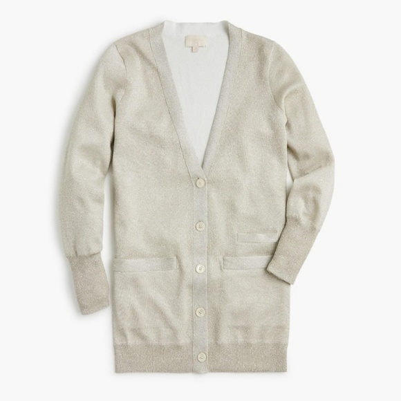 NWT J Crew Double Knit Metallic Cardigan Medium - Picture 2 of 6